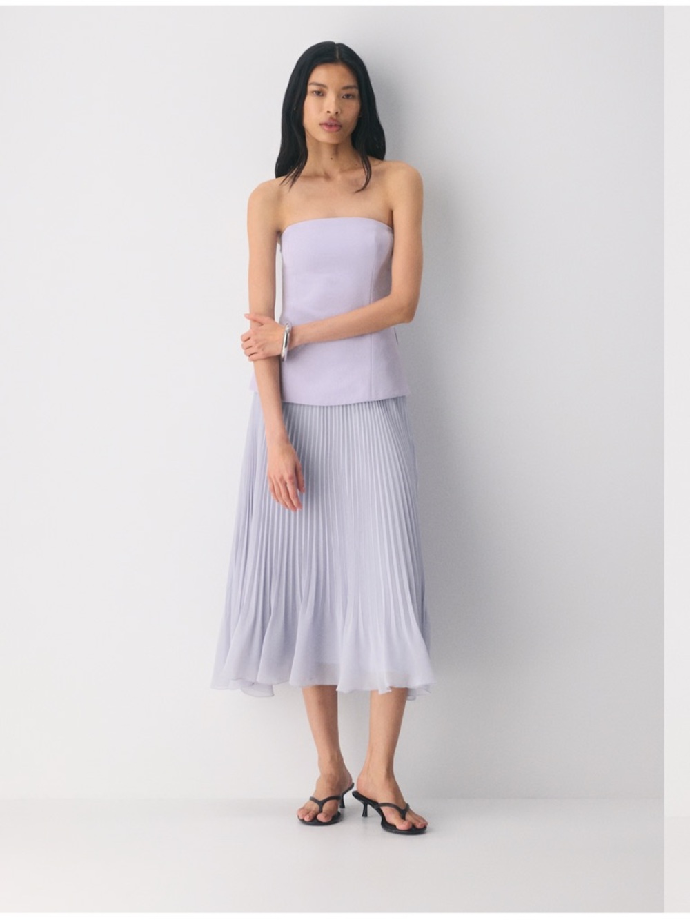 Aritzia Wilfred twirl Pleated Midi Skirt in ice lavender